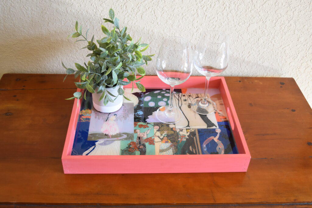 Tray made with vintage art deco postcards