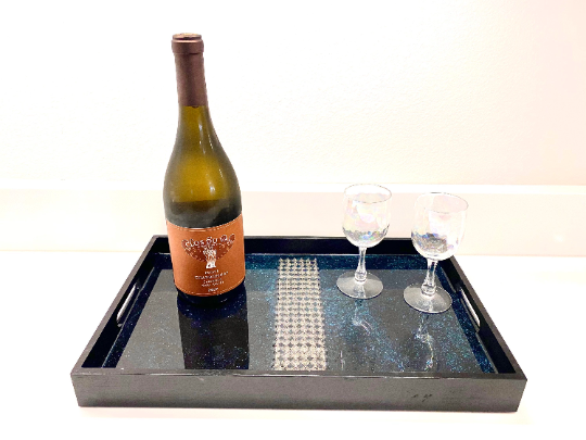 Resin tray decorated with rock and roll studs